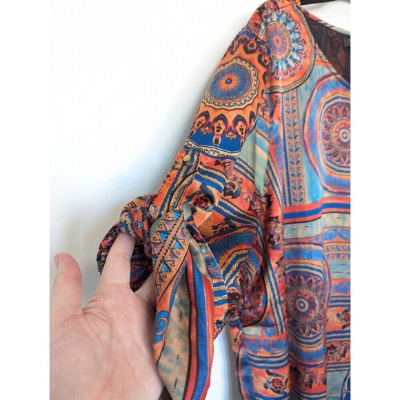 Presence Tunic Blouse Womens Plus Size 2X-3X Multicolor Geometric Satin Silky - Picture 4 of 10